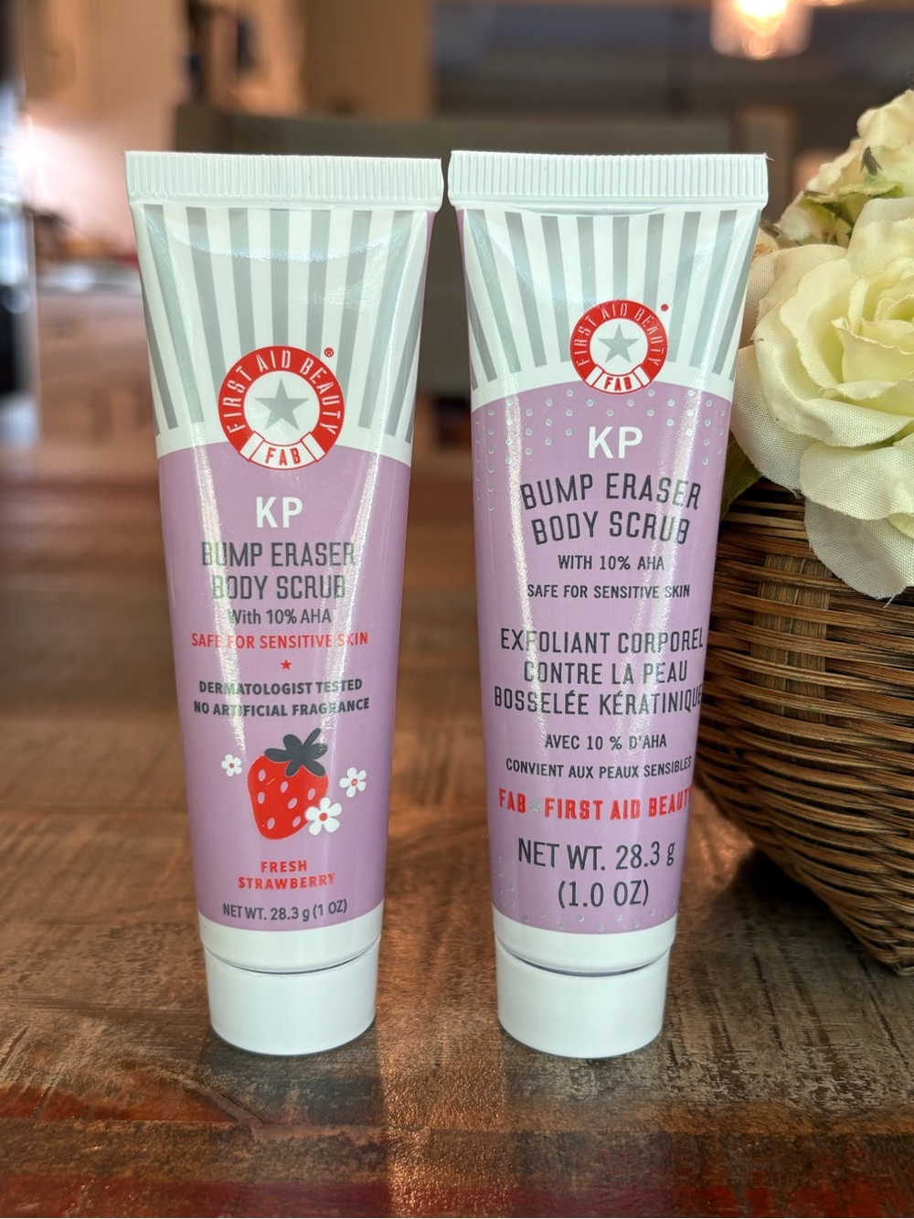 NEW First Aid Beauty KP BUMP ERASER Body Scrubs in Fresh STRAWBERRY & Original! - Picture 2 of 6